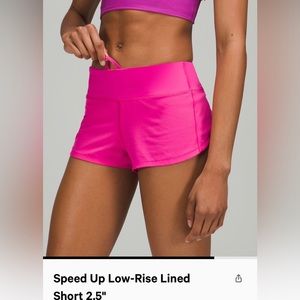 Sonic Pink Lululemon 2.5" Speed up Shorts